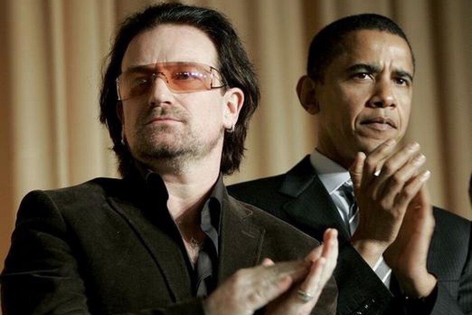 U2-sångaren Bono och Barack Obama, februari 2006.
