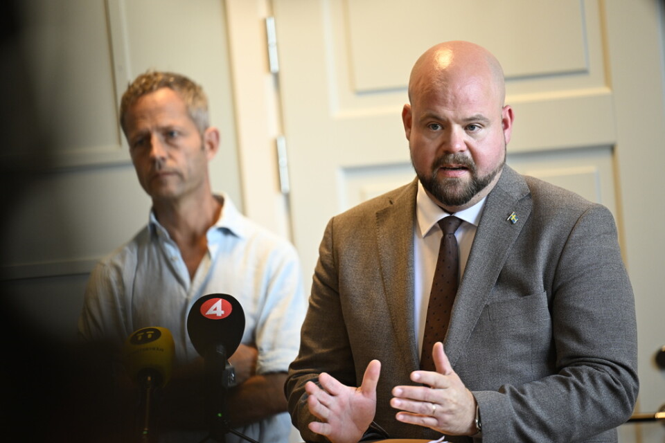 Landsbygdsminister Peter Kullgren (KD). Bild från gårdagens pressträff.