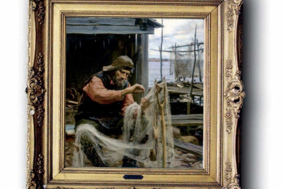 En av mannens påstådda förfalskningar av Edelfelt, ”Norsk fiskare”.