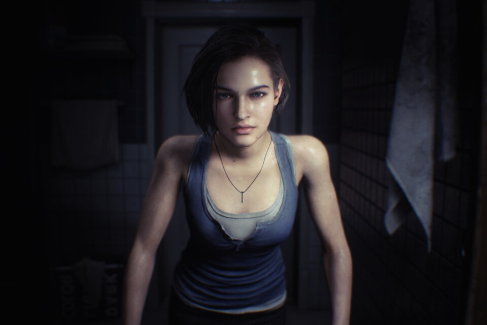 Jill Valentine är huvudpersonen i "Resident evil 3". Den här gången är hon dock mer ändamålsenligt klädd, tubtopp och kjol har fått ge vika för linne och byxor. Pressbild.