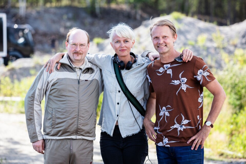 STOCKHOLM 2019-06-25Henrik Dorsin, Josephine Bornebusch och Felix Herngren  vid inspelningen av nya Solsidan i Saltsjöbaden.