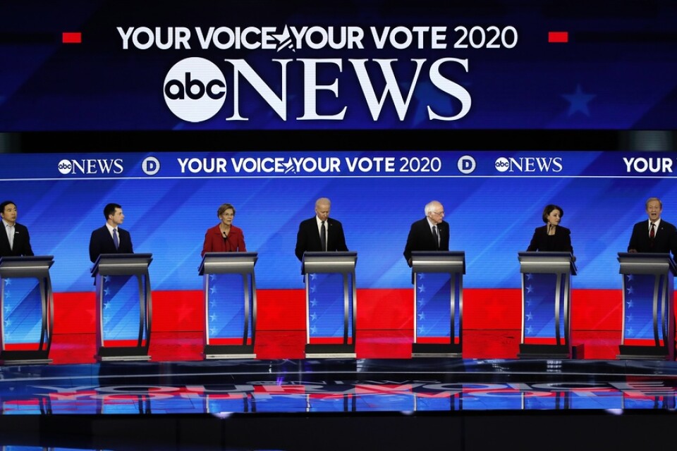 Andrew Yang, Pete Buttigieg, Bernie Sanders, Joe Biden, Elizabeth Warren, Amy Klobuchar och Tom Steyer debatterade i New Hampshire.