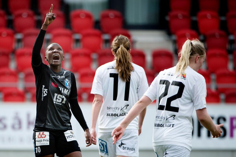 Ritah Kivumbi gjorde två mål mot Östersund, men Växjö DFF förlorade. Foto: Lena Gunnarsson, Smålandsposten