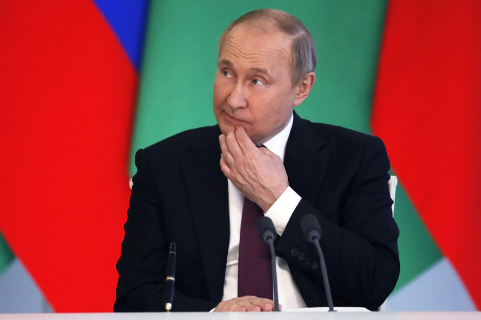 Rysslands president Vladimir Putin under en presskonferens förra veckan.