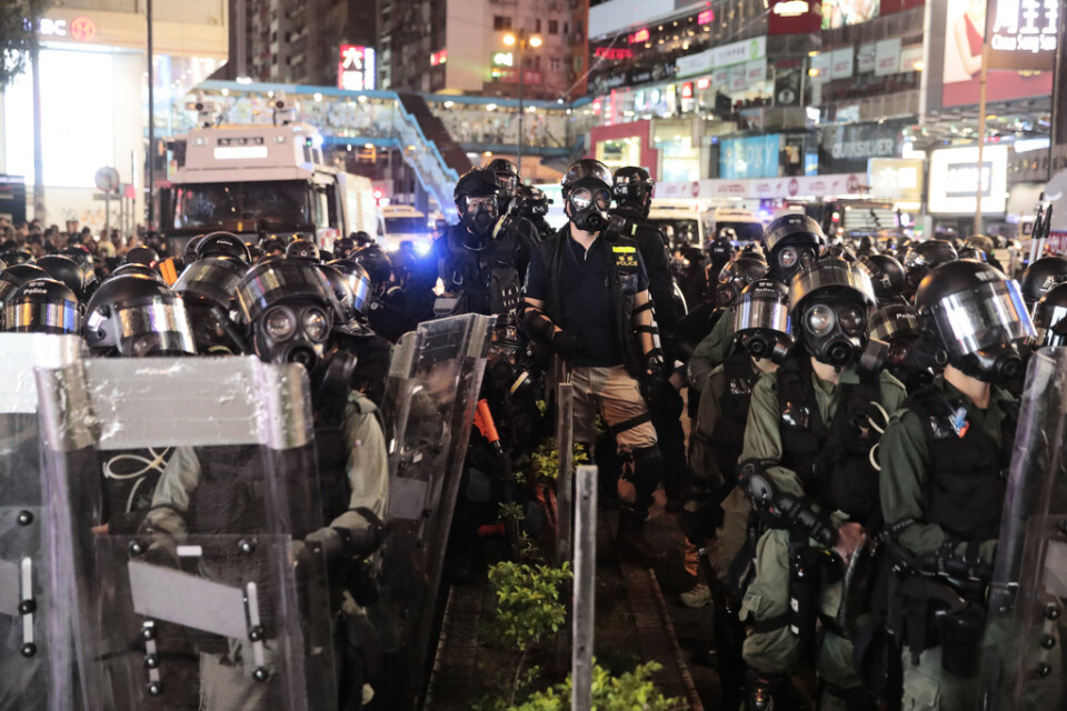Demonstrationer och protester har hållits i Hongkong de senaste fem månaderna. Ibland har det lett till våldsamma sammandrabbningar mellan demonstranter och poliser. Arkivbild.