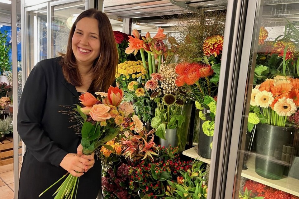 Linda Johansson är florist på Jannes Blomsterhandel i Växjö.