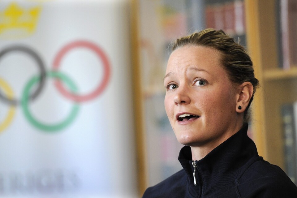 Dåvarande lagkaptenen Johanna Wiberg inför OS 2012. Arkivbild.