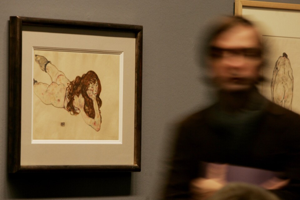 Verk av Egon Schiele på Albertina Museum i Wien, Österrike. Arkivbild.