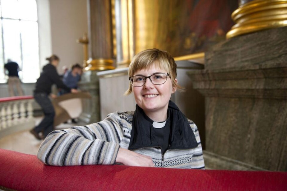 Gläds över resultatet. Kyrkoherde Karin Elmblad är nöjd över att få återinviga den nyrenoverade kyrkan på söndag.