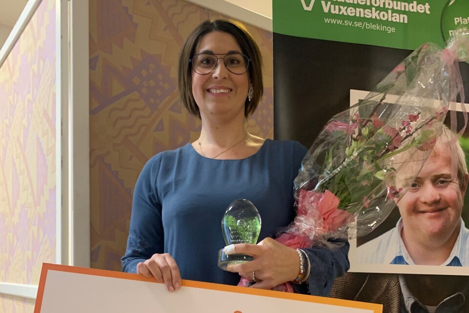 Madeleine Andersson, studiecirkelledare för personer med funktionsvariationer får 2018 års kulturpris i Blekinge av studieförbundet SV Blekinge.