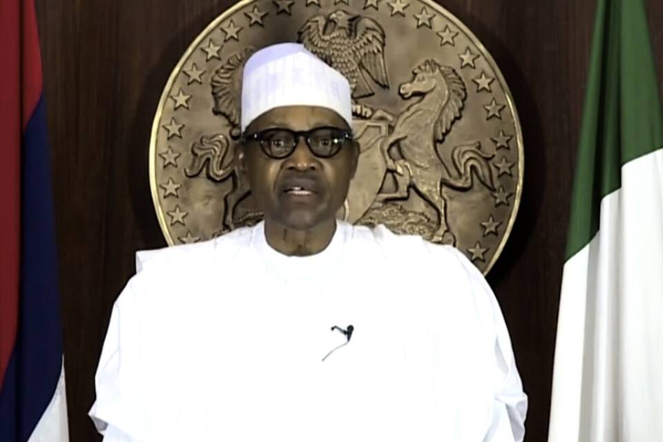 Nigerias president Muhammadu Buharik Arkivbild.
