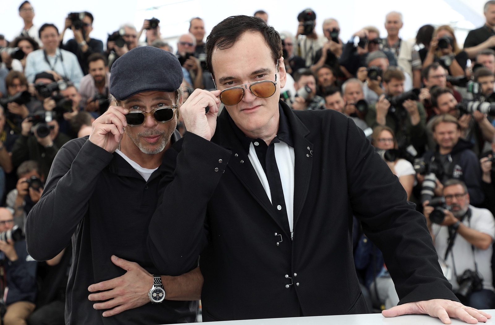 Brad Pitt och Quentin Tarantino på Cannes filmfestival. Foto: Vianney Le Caer/Invision/AP