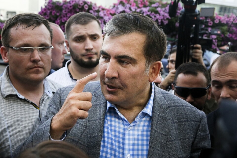 Georgiens expresident Micheil Saakasjvili för ett år sedan när han återvände till Ukraina. Arkivbild.