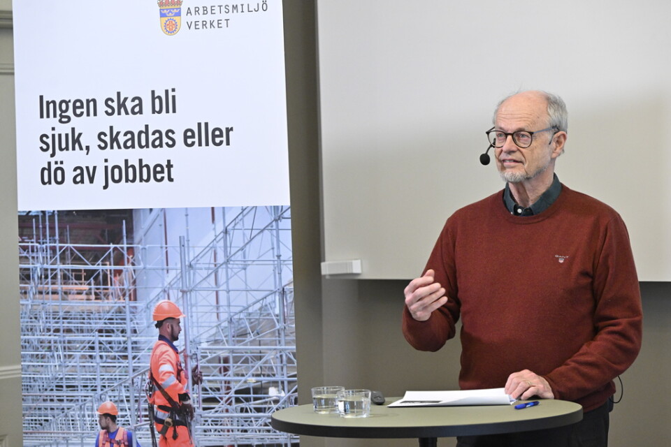Bengt Järvholm, professor i yrkes- och miljömedicin vid Umeå universitet, under en presentation av aktuell kunskap och forskning om arbetsrelaterad dödlighet.