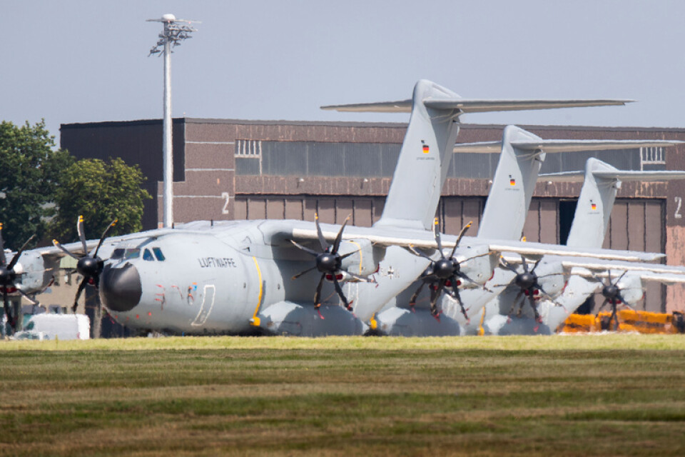 Airbus A400M transportplan från tyska flygvapnet ska delta i evakuering.