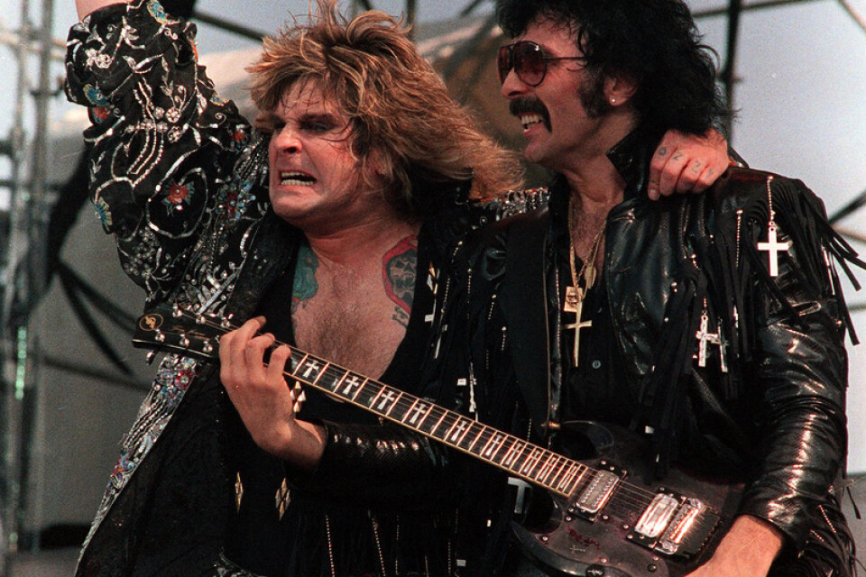 Black Sabbath på Live AId 1985. Ozzy Osbourne, till vänster, och Tony Iommi. Arkivbild.