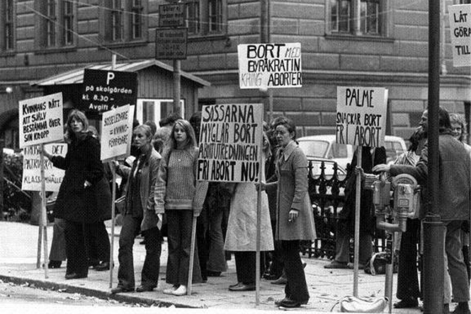 Abortdemonstration under början av 70-talet. Bild: Scanpix