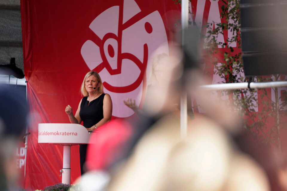 Statsministern och Socialdemokraternas partiledare Magdalena Andersson håller sommartal på Gustaf Adolfs torg i Göteborg på söndagen.