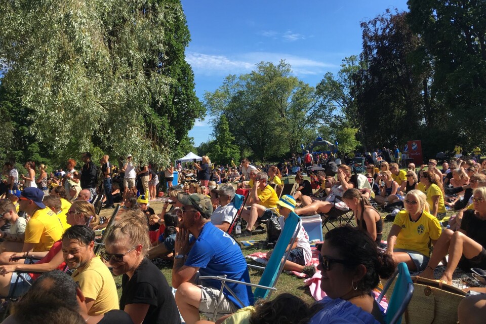 Hundratals personer såg matchen i Linnéparken.
