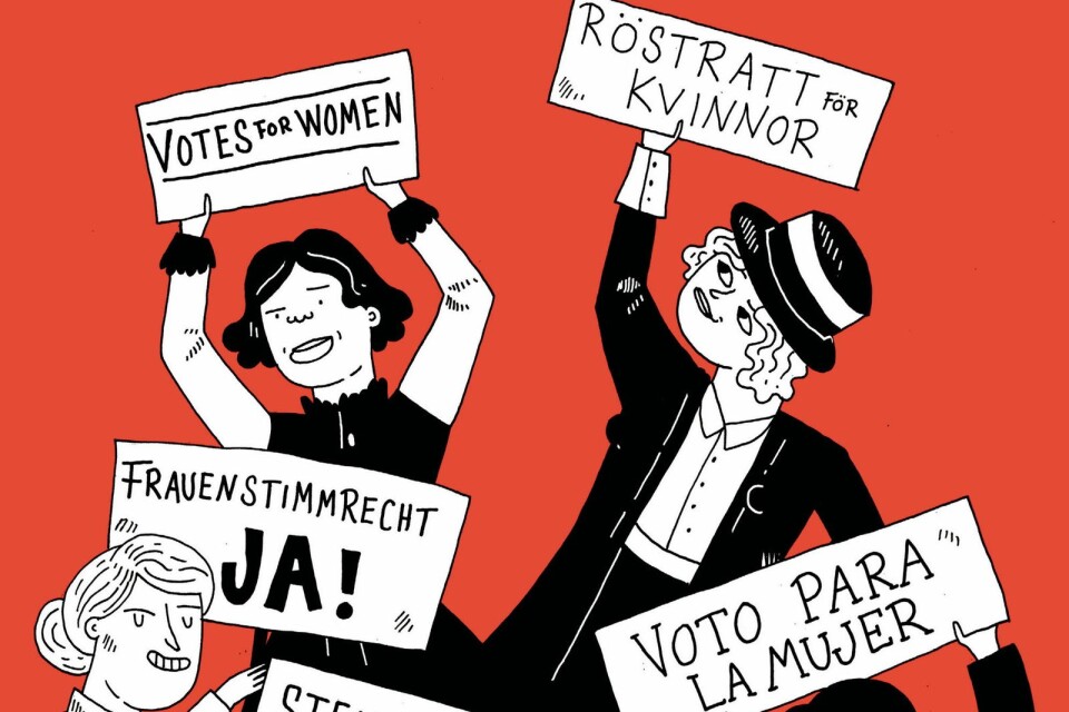 Bild av Jenny Jordahl, ur "Kvinnor i kamp, 150 års kamp för frihet, jämställdhet, systerskap!".