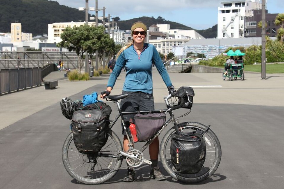 Målet nått efter 2 800 mil. Ann Johansson i Wellington, Nya Zeeland.
