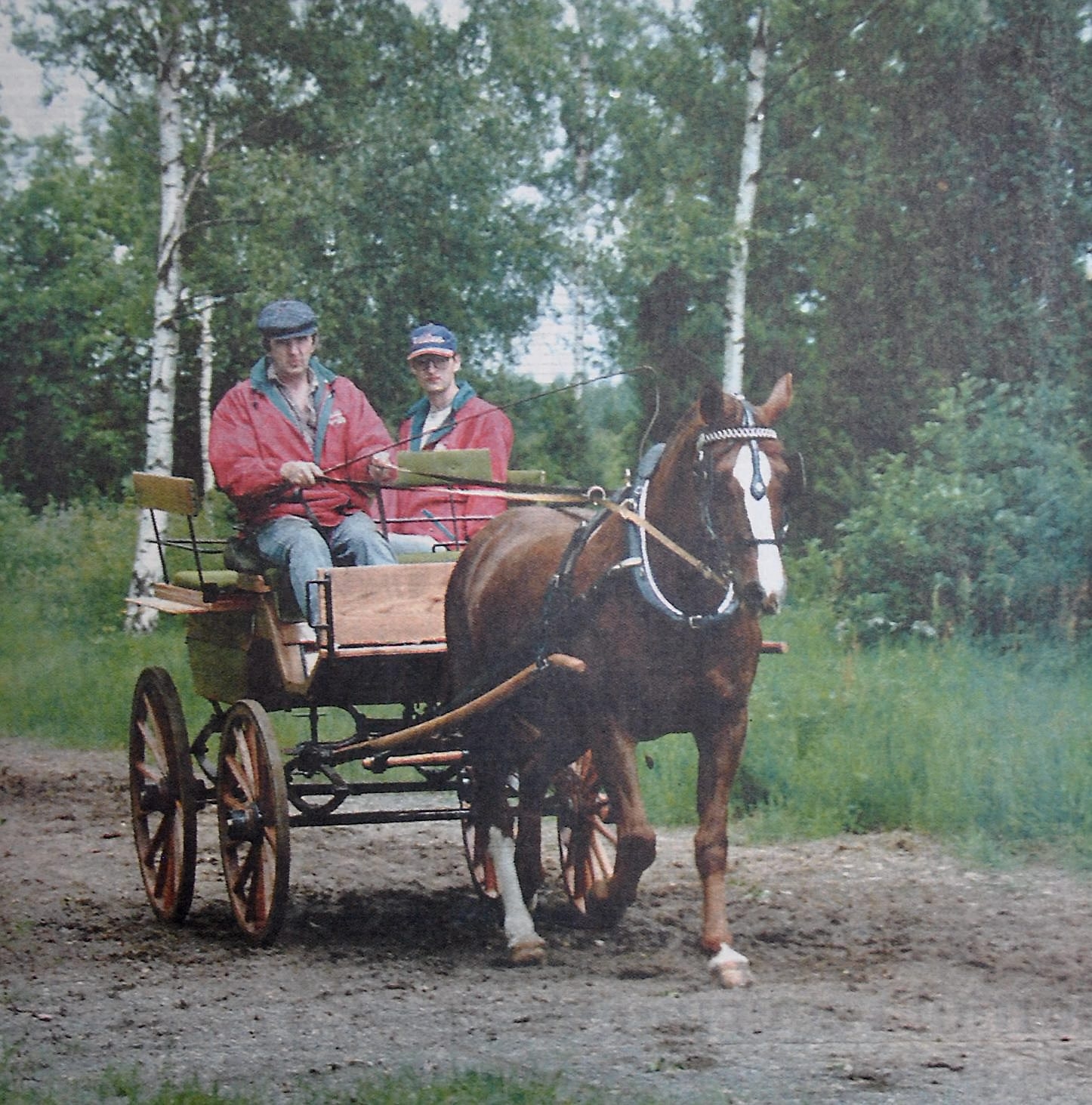 Knut och Tony Andersson på väg att lotsa Don Pedro genom scouthindret på banan i Vinslöv.
Arkiv: Åke Ljungberg