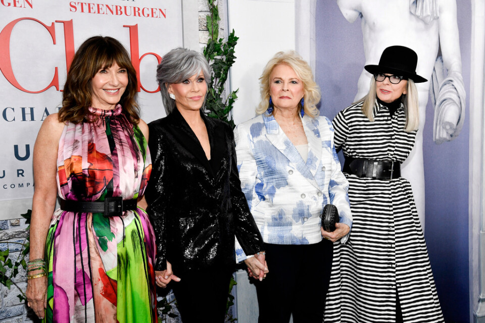 Mary Steenburgen, Jane Fonda, Candice Bergen och Diane Keaton på den amerikanska biopremiären för "Book club: The next chapter" i New York i maj. Arkivbild.
