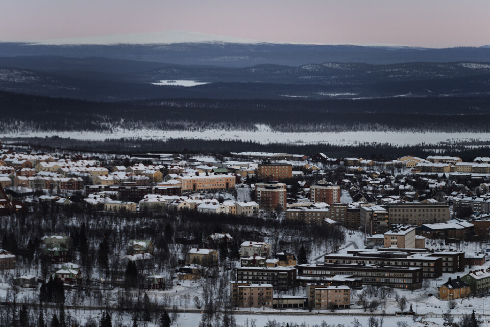 Översiktsbild på Kiruna innan stadsomvandlingen är genomförd. Arkivbild.