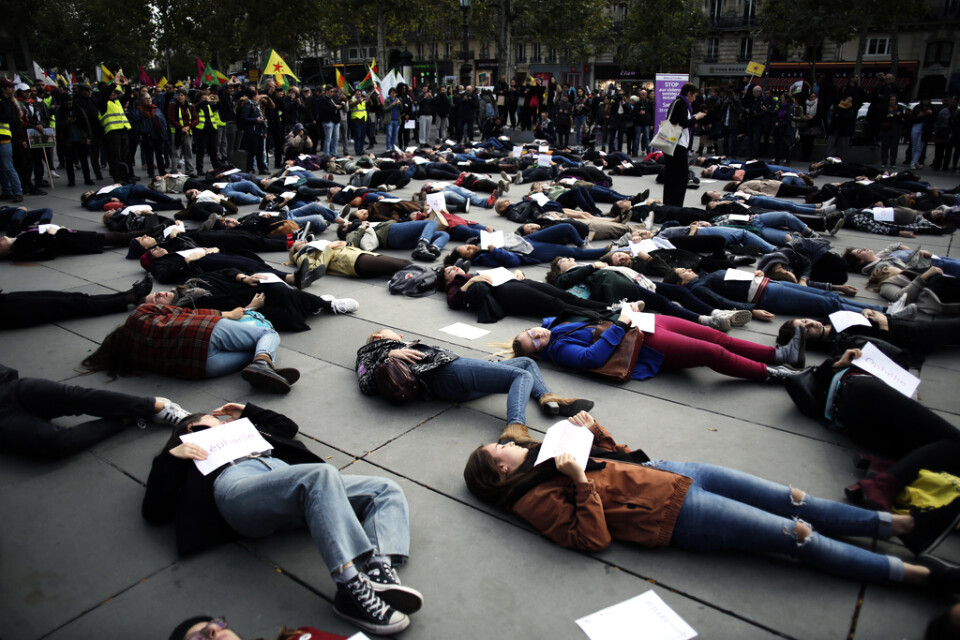 En manifestation hölls på lördagen i Paris mot våld i hemmet i Frankrike.