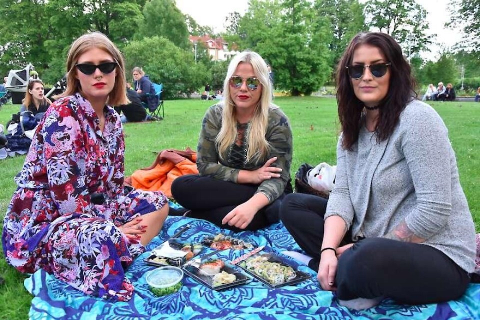 Kajsa Soze, Martina Ljungqvist Svenssson och Anna Gunnarsson gick till parken för att umgås. Foto: Nadia Hagberg