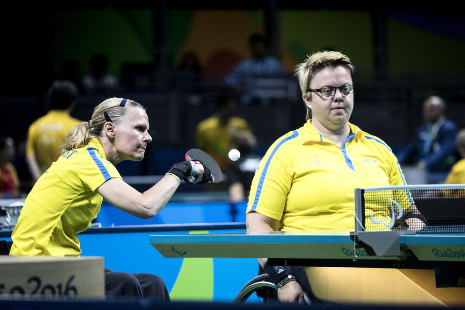 Sveriges Anna-Carin Ahlquist och Ingela Lundbäck fick nöja sig med silver i para-EM i Helsingborg. Arkivbild.