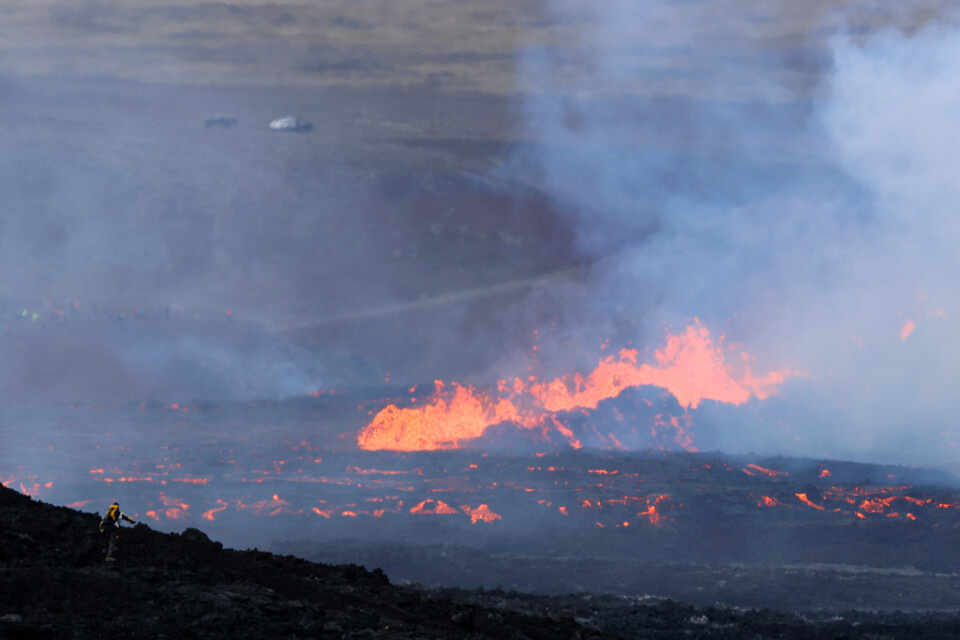 Bilden föreställer ett utbrott i vulkanen Fagradalsfjäll i augusti 2022. Arkivbild.