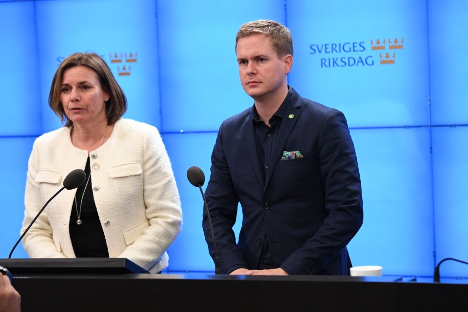 Miljöpartiets språkrör Isabella Lövin och Gustav Fridolin (MP)