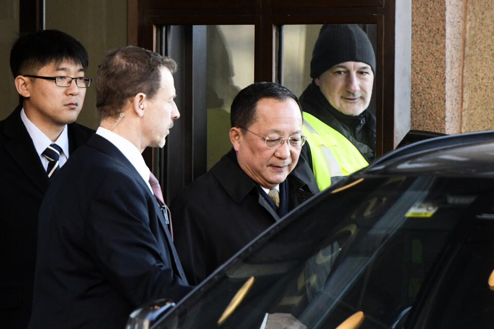 16 mars 2018: Nordkoreas dåvarande utrikesminister Ri Yong-Ho lämnar Rosenbad i Stockholm efter ett besök. Arkivbild.