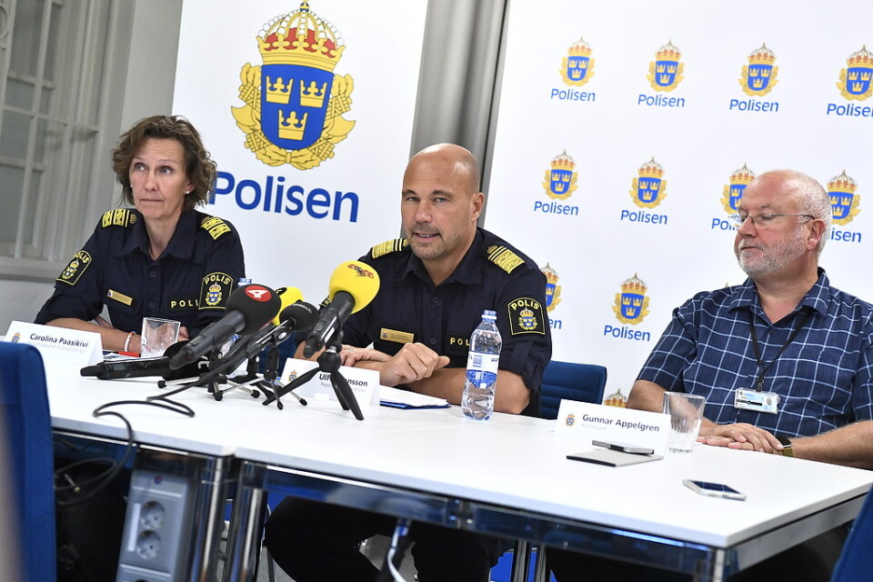 Polisområdeschef Carolina Paasikivi, regionpolischef Ulf Johansson och poliskommissarie Gunnar Appelgren.