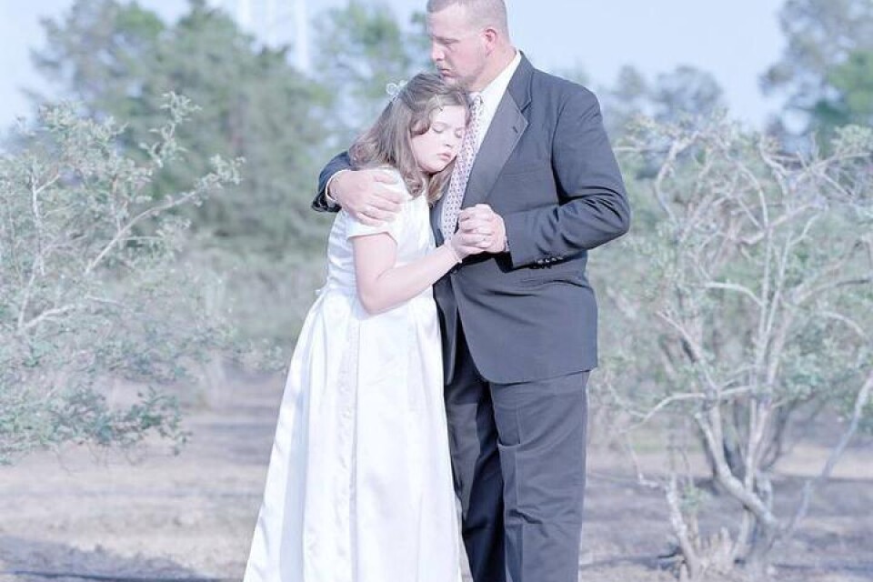 Erin Hope Smallwood, 13 år, med pappa Jay Smallwood i Haughton, Louisiana.