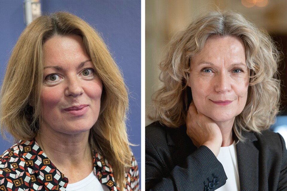 Anne Swärd (till vänster) och Åsa Wikforss, två av de fyra nya ledamöterna i Svenska Akademien.