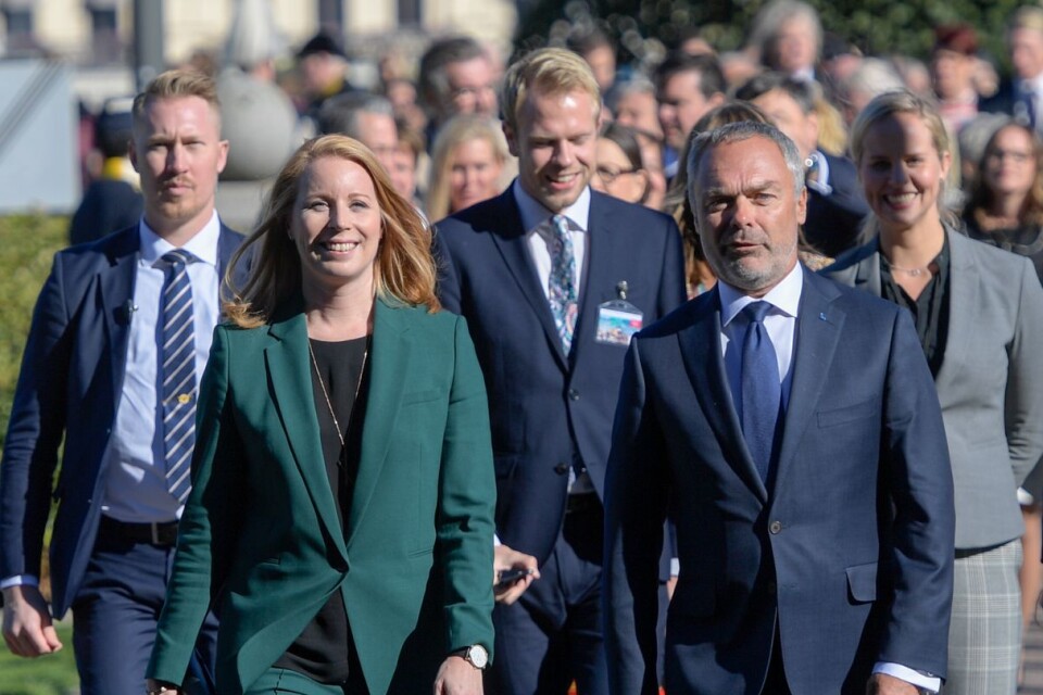 Centerpartiets partiledare Annie Lööf och Liberalernas partiledare Jan Björklund.