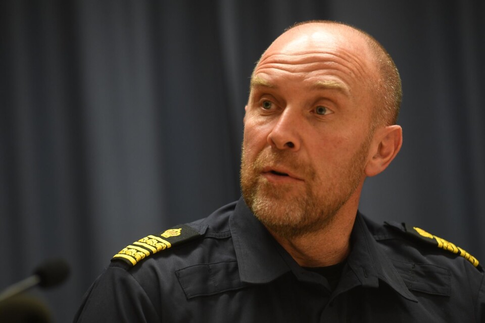 Stefan Hector, chef för Nationella operativa avdelningen, under polisens pressträff efter händelsen på Drottninggatan i Stockholm.