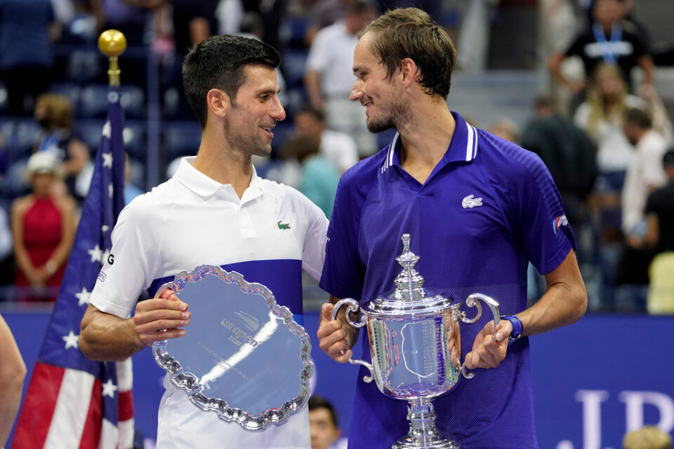 Novak Djokovic (till vänster) lyckades inte hela vägen den här gången utan besegrades av Daniil Medvedev i US Open-finalen.