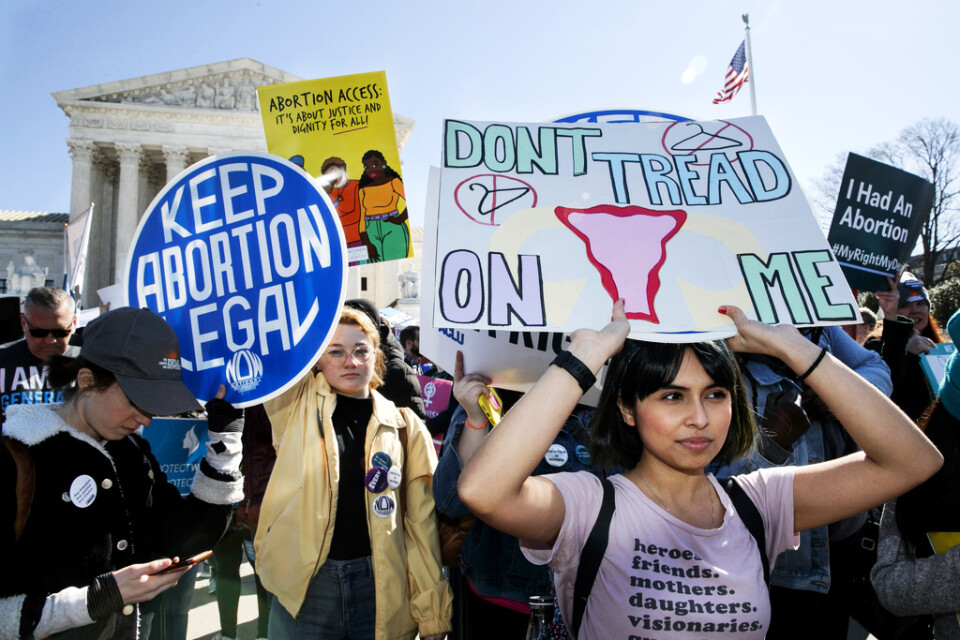 Abortfrågan väcker starka känslor i USA. Bilden är tagen vid en demonstration för rätten till abort i huvudstaden Washington DC i fjol.