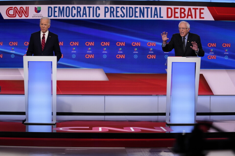 Bernie Sanders och Joe Biden har utkämpat många hårda dueller i debatterna under valrörelsen. Arkivbild.