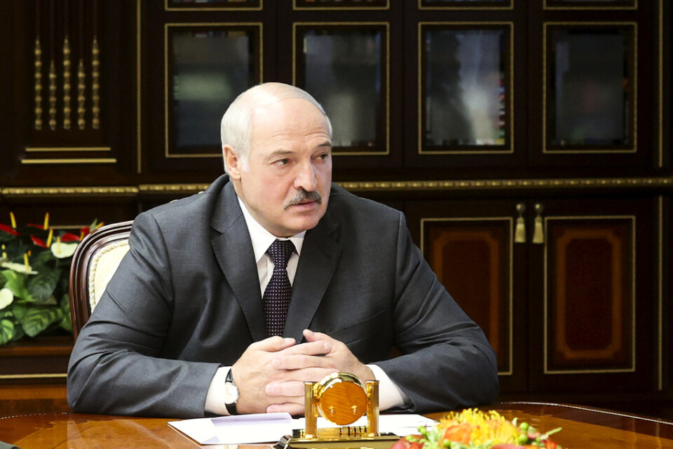 Belarus president Aleksandr Lukasjenko under ett ministermöte i Minsk den 2 augusti.