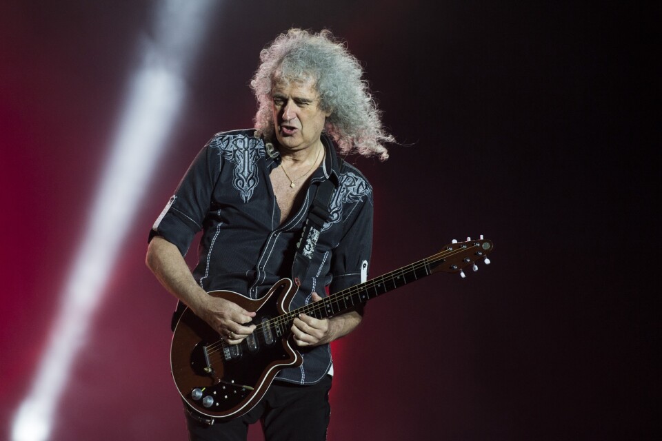 Queen-gitarristen Brian May har haft en mindre hjärtattack. Arkivbild.