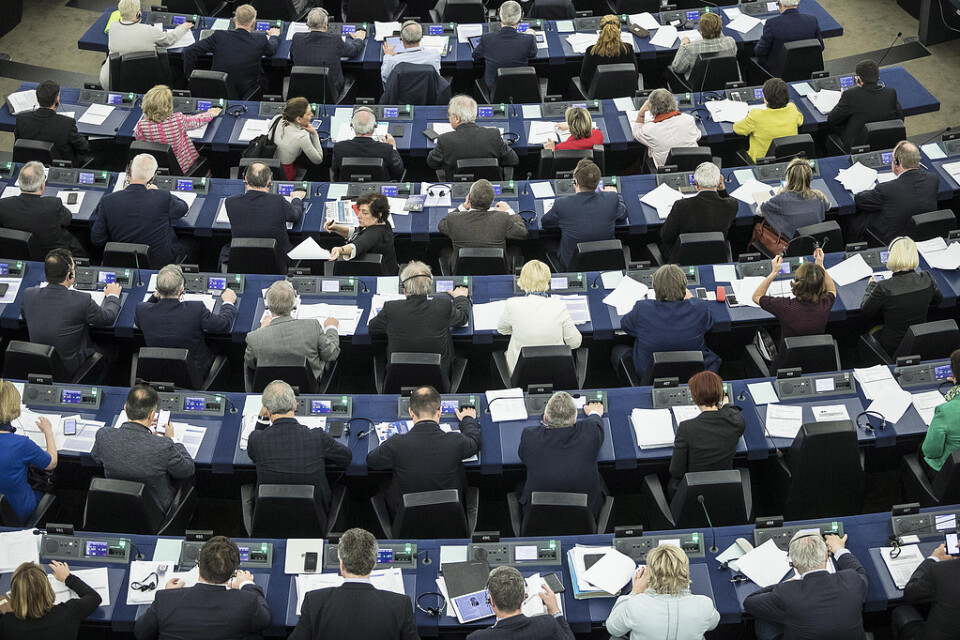 Andelen kvinnliga ledamöter i EU-parlamentet hamnade efter förra valet på 36,4 procent. Arkivbild.