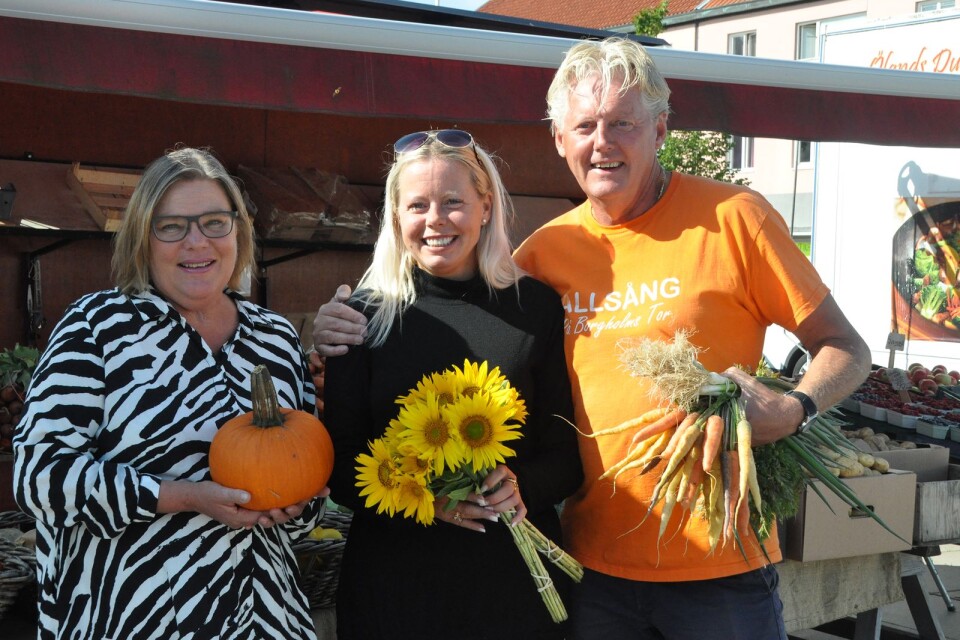 Några av arrangörerna som ser fram emot lördagens bondemarknad och Storloppis är Mona-Lisa Wiik från Ölands Skördefest och Gia Thörnquist och Kenneth Sunesson från Borgholms Cityförening.