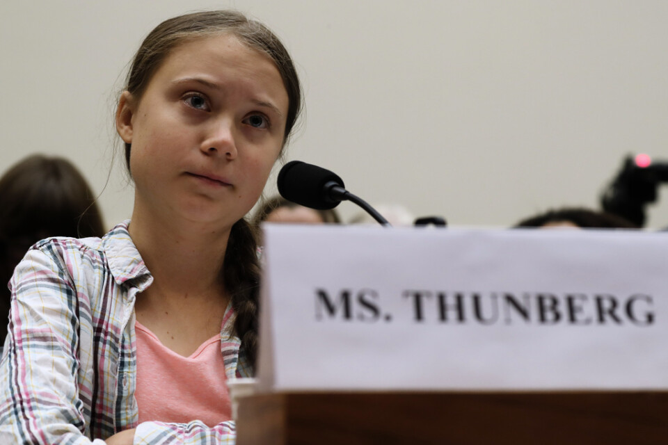 Klimataktivisten Greta Thunberg har framträtt i den amerikanska kongressen i Washington.