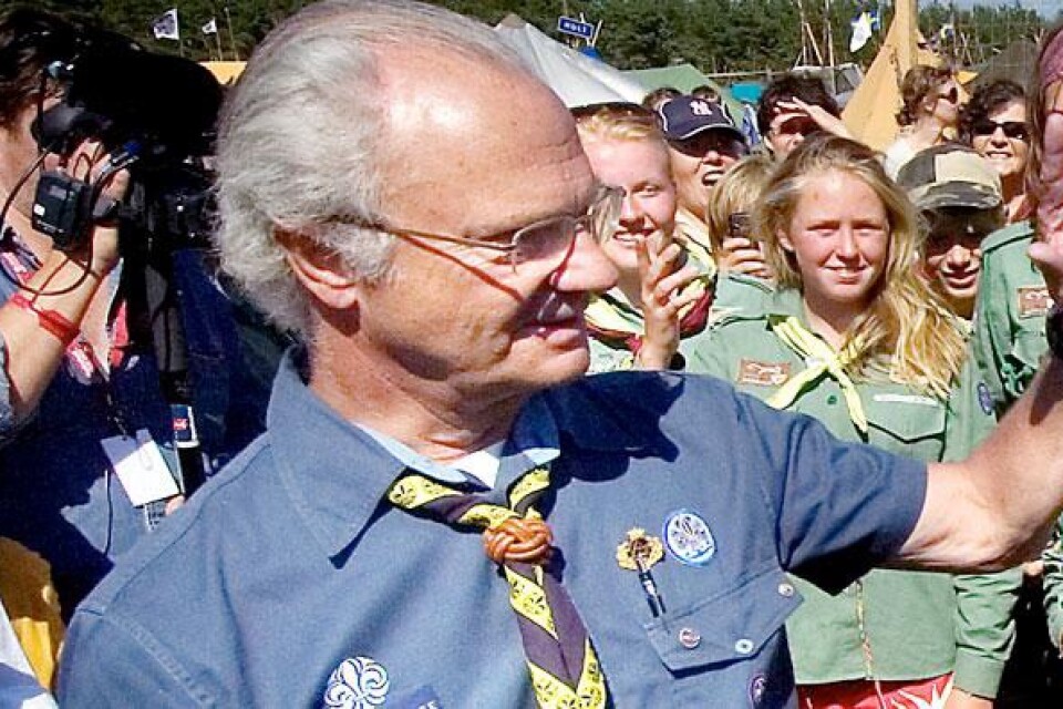 Kungen på scoutlägret i Rinkaby 2007.