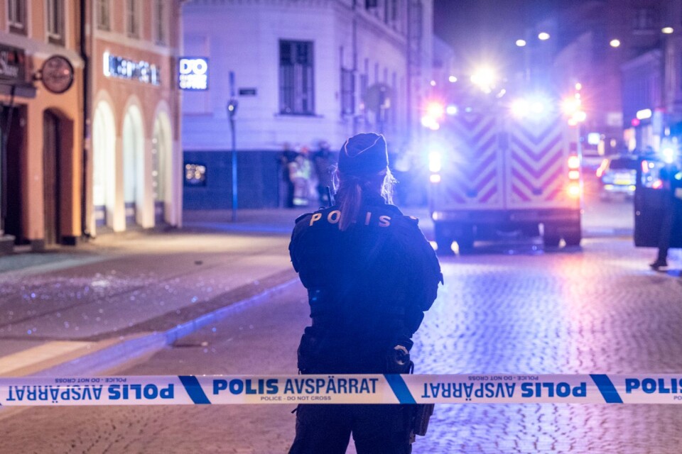 Avspärrningar i centrala Lund efter en explosion.