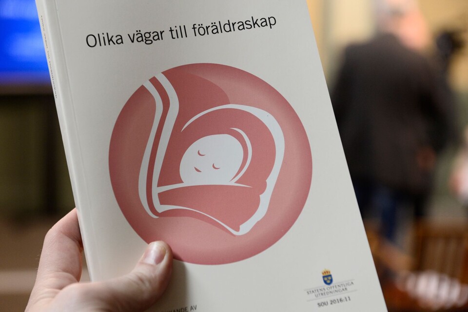 Regeringens utredning om surrogatmödraskap. Att det skulle kunna vara en ”karriärväg” är inget som utredaren föreslår.